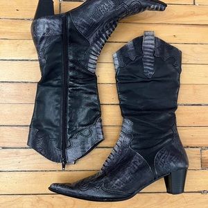 Heeled Soft leather cowboy boots made in Italy